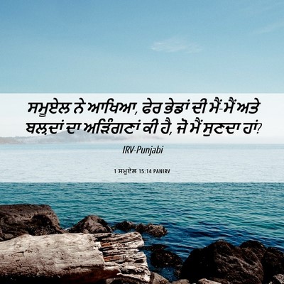 Picture 06 - 1 ਸਮੂਏਲ 15:14 PANIRV - ਸਮੂਏਲ ਨੇ ਆਖਿਆ, ਫੇਰ - Bible Verse Picture
