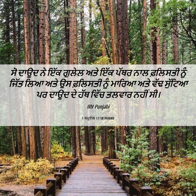 Picture 06 - 1 ਸਮੂਏਲ 17:50 PANIRV - ਸੋ ਦਾਊਦ ਨੇ ਇੱਕ - Bible Verse Picture