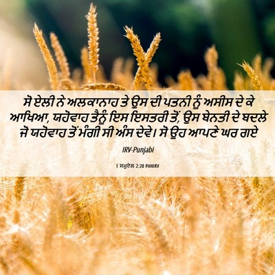Picture 06 - 1 ਸਮੂਏਲ 2:20 PANIRV - ਸੋ ਏਲੀ ਨੇ ਅਲਕਾਨਾਹ - Bible Verse Picture