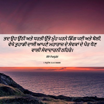Picture 06 - 1 ਸਮੂਏਲ 25:41 PANIRV - ਤਦ ਉਹ ਉੱਠੀ ਅਤੇ ਧਰਤੀ - Bible Verse Picture