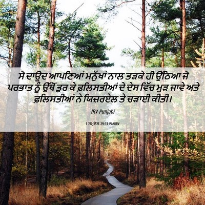 Picture 06 - 1 ਸਮੂਏਲ 29:11 PANIRV - ਸੋ ਦਾਊਦ ਆਪਣਿਆਂ - Bible Verse Picture