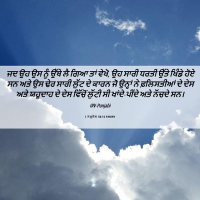 Picture 06 - 1 ਸਮੂਏਲ 30:16 PANIRV - ਜਦ ਉਹ ਉਸ ਨੂੰ ਉੱਥੇ - Bible Verse Picture