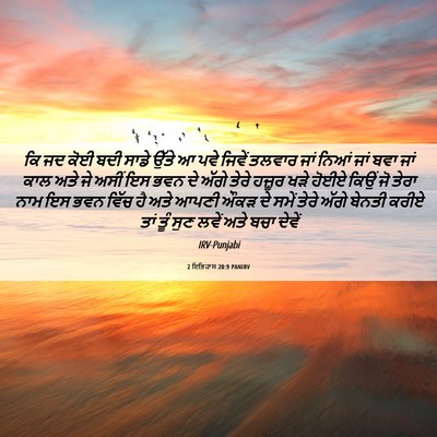 Picture 06 - 2 ਇਤਿਹਾਸ 20:9 PANIRV - ਕਿ ਜਦ ਕੋਈ ਬਦੀ ਸਾਡੇ - Bible Verse Picture