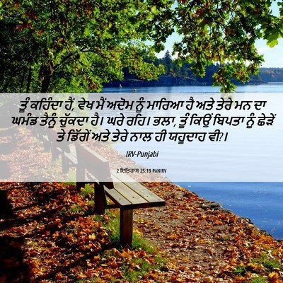 Picture 06 - 2 ਇਤਿਹਾਸ 25:19 PANIRV - ਤੂੰ ਕਹਿੰਦਾ ਹੈਂ, ਵੇਖ - Bible Verse Picture