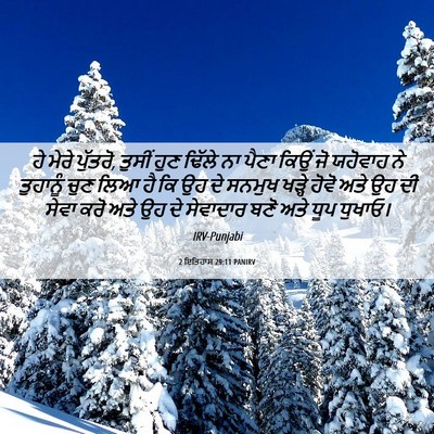 Picture 06 - 2 ਇਤਿਹਾਸ 29:11 PANIRV - ਹੇ ਮੇਰੇ ਪੁੱਤਰੋ, - Bible Verse Picture