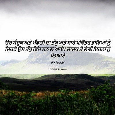 Picture 06 - 2 ਇਤਿਹਾਸ 5:5 PANIRV - ਉਹ ਸੰਦੂਕ ਅਤੇ ਮੰਡਲੀ - Bible Verse Picture
