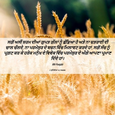 Picture 06 - 2 ਕੁਰਿੰਥੀਆਂ 4:2 PANIRV - ਸਗੋਂ ਅਸੀਂ ਸ਼ਰਮ - Bible Verse Picture