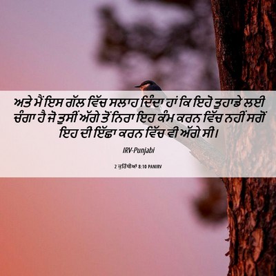 Picture 06 - 2 ਕੁਰਿੰਥੀਆਂ 8:10 PANIRV - ਅਤੇ ਮੈਂ ਇਸ ਗੱਲ ਵਿੱਚ - Bible Verse Picture