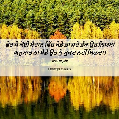 Picture 06 - 2 ਤਿਮੋਥਿਉਸ 2:5 PANIRV - ਫੇਰ ਜੇ ਕੋਈ ਮੈਦਾਨ - Bible Verse Picture