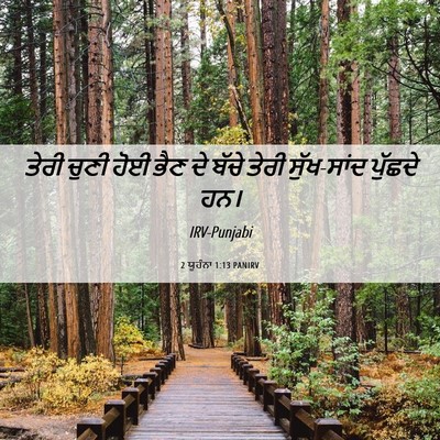 Picture 06 - 2 ਯੂਹੰਨਾ 1:13 PANIRV - ਤੇਰੀ ਚੁਣੀ ਹੋਈ ਭੈਣ - Bible Verse Picture