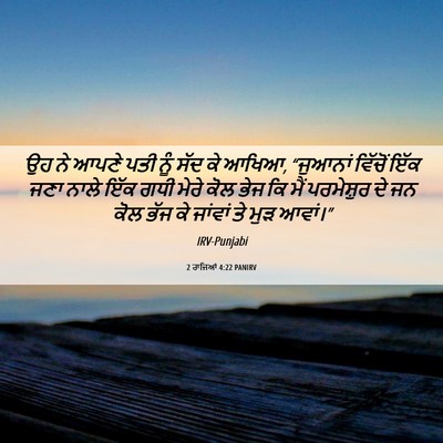 Picture 06 - 2 ਰਾਜਿਆਂ 4:22 PANIRV - ਉਹ ਨੇ ਆਪਣੇ ਪਤੀ ਨੂੰ - Bible Verse Picture