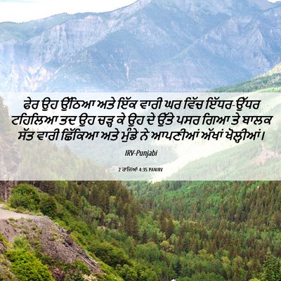 Picture 06 - 2 ਰਾਜਿਆਂ 4:35 PANIRV - ਫੇਰ ਉਹ ਉੱਠਿਆ ਅਤੇ - Bible Verse Picture