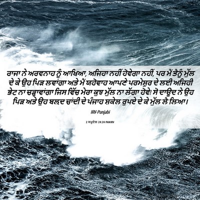 Picture 06 - 2 ਸਮੂਏਲ 24:24 PANIRV - ਰਾਜਾ ਨੇ ਅਰਵਨਾਹ ਨੂੰ - Bible Verse Picture