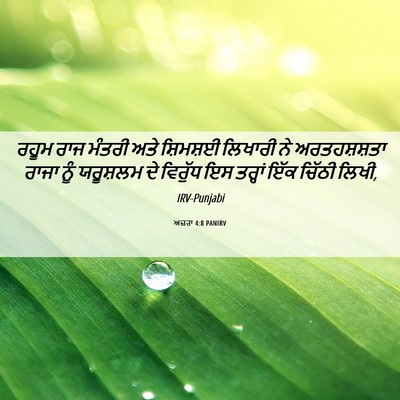 Picture 06 - ਅਜ਼ਰਾ 4:8 PANIRV - ਰਹੂਮ ਰਾਜ ਮੰਤਰੀ ਅਤੇ - Bible Verse Picture