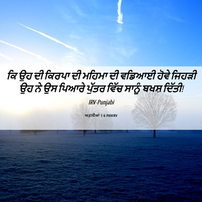 Picture 06 - ਅਫ਼ਸੀਆਂ 1:6 PANIRV - ਕਿ ਉਹ ਦੀ ਕਿਰਪਾ ਦੀ - Bible Verse Picture