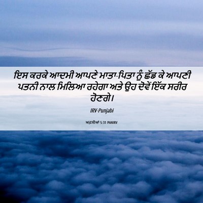 Picture 06 - ਅਫ਼ਸੀਆਂ 5:31 PANIRV - ਇਸ ਕਰਕੇ ਆਦਮੀ ਆਪਣੇ - Bible Verse Picture