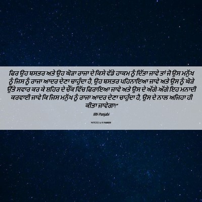 Picture 06 - ਅਸਤਰ 6:9 PANIRV - ਫਿਰ ਉਹ ਬਸਤਰ ਅਤੇ ਉਹ - Bible Verse Picture