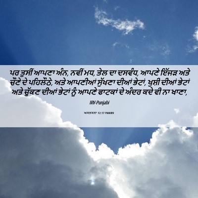 Picture 06 - ਅਸਤਸਨਾ 12:17 PANIRV - ਪਰ ਤੁਸੀਂ ਆਪਣਾ ਅੰਨ, - Bible Verse Picture