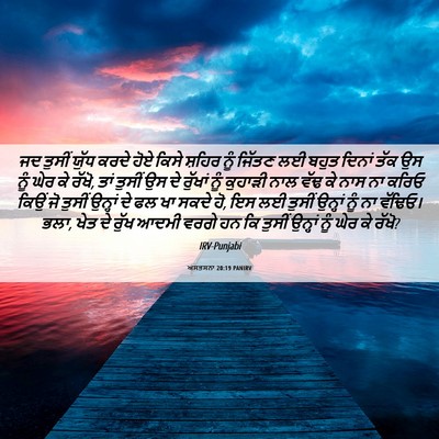 Picture 06 - ਅਸਤਸਨਾ 20:19 PANIRV - ਜਦ ਤੁਸੀਂ ਯੁੱਧ ਕਰਦੇ - Bible Verse Picture