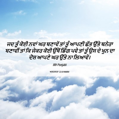 Picture 06 - ਅਸਤਸਨਾ 22:8 PANIRV - ਜਦ ਤੂੰ ਕੋਈ ਨਵਾਂ ਘਰ - Bible Verse Picture