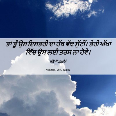 Picture 06 - ਅਸਤਸਨਾ 25:12 PANIRV - ਤਾਂ ਤੂੰ ਉਸ ਇਸਤਰੀ ਦਾ - Bible Verse Picture