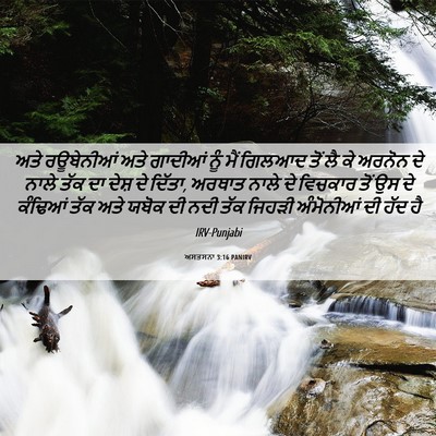 Picture 06 - ਅਸਤਸਨਾ 3:16 PANIRV - ਅਤੇ ਰਊਬੇਨੀਆਂ ਅਤੇ - Bible Verse Picture