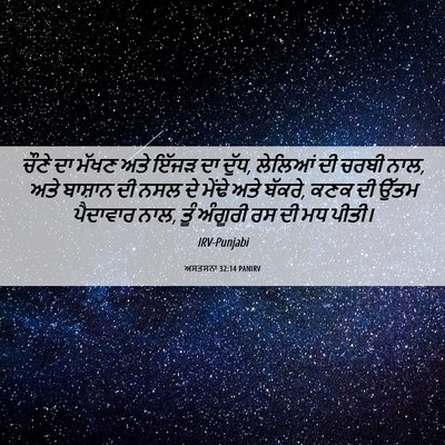 Picture 06 - ਅਸਤਸਨਾ 32:14 PANIRV - ਚੌਣੇ ਦਾ ਮੱਖਣ ਅਤੇ - Bible Verse Picture