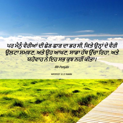 Picture 06 - ਅਸਤਸਨਾ 32:27 PANIRV - ਪਰ ਮੈਨੂੰ ਵੈਰੀਆਂ ਦੀ - Bible Verse Picture