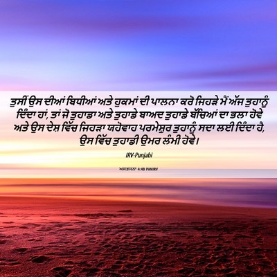 Picture 06 - ਅਸਤਸਨਾ 4:40 PANIRV - ਤੁਸੀਂ ਉਸ ਦੀਆਂ - Bible Verse Picture