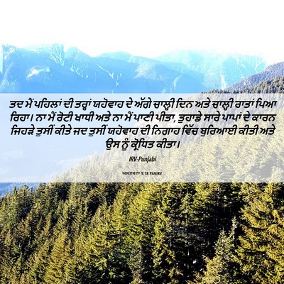 Picture 06 - ਅਸਤਸਨਾ 9:18 PANIRV - ਤਦ ਮੈਂ ਪਹਿਲਾਂ ਦੀ - Bible Verse Picture