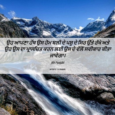Picture 06 - ਅਹਬਾਰ 1:4 PANIRV - ਉਹ ਆਪਣਾ ਹੱਥ ਉਸ ਹੋਮ - Bible Verse Picture