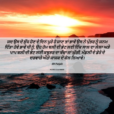Picture 06 - ਅਹਬਾਰ 12:6 PANIRV - ਜਦ ਉਸ ਦੇ ਸ਼ੁੱਧ ਹੋਣ - Bible Verse Picture