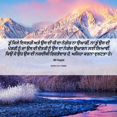 Picture 06 - ਅਹਬਾਰ 18:17 PANIRV - ਤੂੰ ਕਿਸੇ ਇਸਤਰੀ ਅਤੇ - Bible Verse Picture