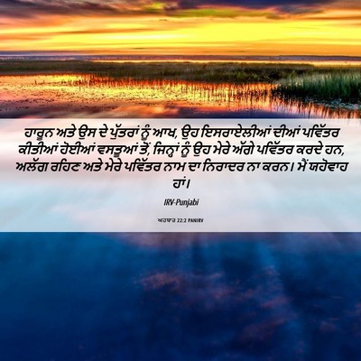 Picture 06 - ਅਹਬਾਰ 22:2 PANIRV - ਹਾਰੂਨ ਅਤੇ ਉਸ ਦੇ - Bible Verse Picture