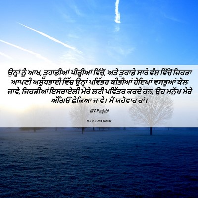 Picture 06 - ਅਹਬਾਰ 22:3 PANIRV - ਉਨ੍ਹਾਂ ਨੂੰ ਆਖ, - Bible Verse Picture