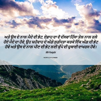 Picture 06 - ਅਹਬਾਰ 23:13 PANIRV - ਅਤੇ ਉਸ ਦੇ ਨਾਲ ਮੈਦੇ - Bible Verse Picture