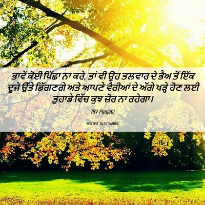 Picture 06 - ਅਹਬਾਰ 26:37 PANIRV - ਭਾਵੇਂ ਕੋਈ ਪਿੱਛਾ ਨਾ - Bible Verse Picture