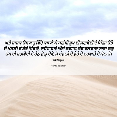 Picture 06 - ਅਹਬਾਰ 4:7 PANIRV - ਅਤੇ ਜਾਜਕ ਉਸ ਲਹੂ - Bible Verse Picture