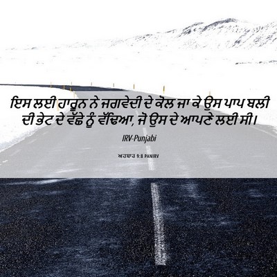 Picture 06 - ਅਹਬਾਰ 9:8 PANIRV - ਇਸ ਲਈ ਹਾਰੂਨ ਨੇ - Bible Verse Picture