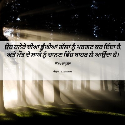 Picture 06 - ਅੱਯੂਬ 12:22 PANIRV - ਉਹ ਹਨੇਰੇ ਦੀਆਂ - Bible Verse Picture