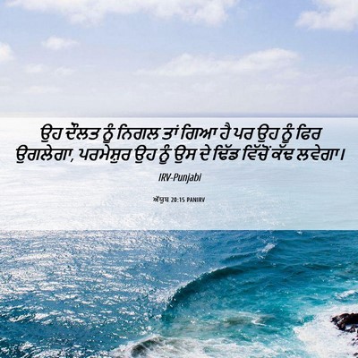 Picture 06 - ਅੱਯੂਬ 20:15 PANIRV - ਉਹ ਦੌਲਤ ਨੂੰ ਨਿਗਲ - Bible Verse Picture