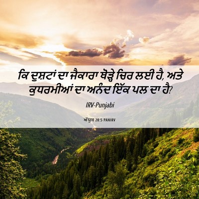 Picture 06 - ਅੱਯੂਬ 20:5 PANIRV - ਕਿ ਦੁਸ਼ਟਾਂ ਦਾ - Bible Verse Picture