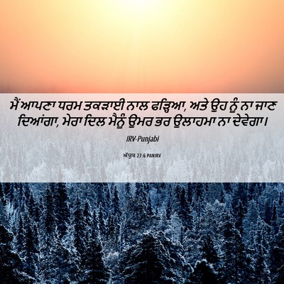 Picture 06 - ਅੱਯੂਬ 27:6 PANIRV - ਮੈਂ ਆਪਣਾ ਧਰਮ ਤਕੜਾਈ - Bible Verse Picture