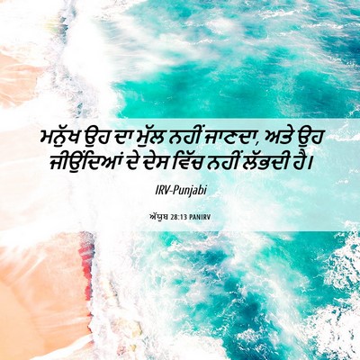 Picture 06 - ਅੱਯੂਬ 28:13 PANIRV - ਮਨੁੱਖ ਉਹ ਦਾ ਮੁੱਲ - Bible Verse Picture