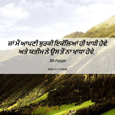 Picture 06 - ਅੱਯੂਬ 31:17 PANIRV - ਜਾਂ ਮੈਂ ਆਪਣੀ ਬੁਰਕੀ - Bible Verse Picture