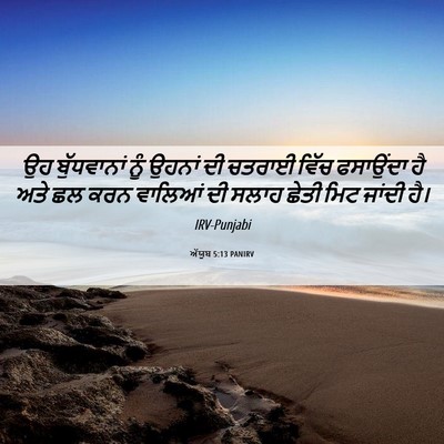 Picture 06 - ਅੱਯੂਬ 5:13 PANIRV - ਉਹ ਬੁੱਧਵਾਨਾਂ ਨੂੰ - Bible Verse Picture
