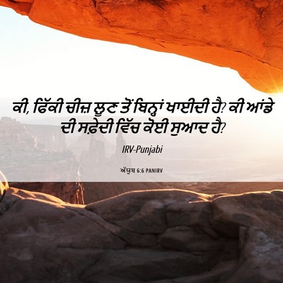 Picture 06 - ਅੱਯੂਬ 6:6 PANIRV - ਕੀ, ਫਿੱਕੀ ਚੀਜ਼ ਲੂਣ - Bible Verse Picture