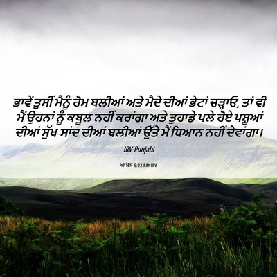 Picture 06 - ਆਮੋਸ 5:22 PANIRV - ਭਾਵੇਂ ਤੁਸੀਂ ਮੈਨੂੰ - Bible Verse Picture