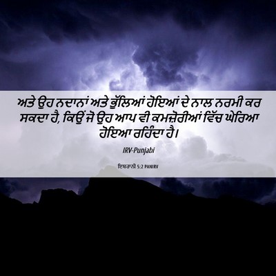 Picture 06 - ਇਬਰਾਨੀ 5:2 PANIRV - ਅਤੇ ਉਹ ਨਦਾਨਾਂ ਅਤੇ - Bible Verse Picture