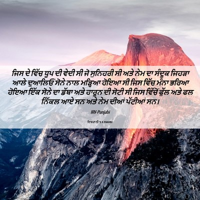 Picture 06 - ਇਬਰਾਨੀ 9:4 PANIRV - ਜਿਸ ਦੇ ਵਿੱਚ ਧੂਪ ਦੀ - Bible Verse Picture